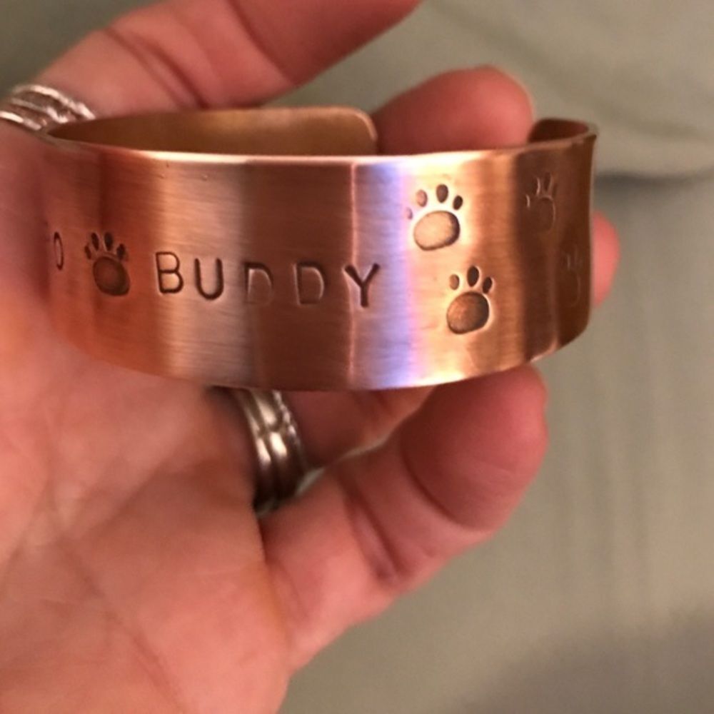 Natural copper Cuff bracelet, Dog Lover, Cat Lover, Personalized, NEW, Handmade - Picture 2 of 4